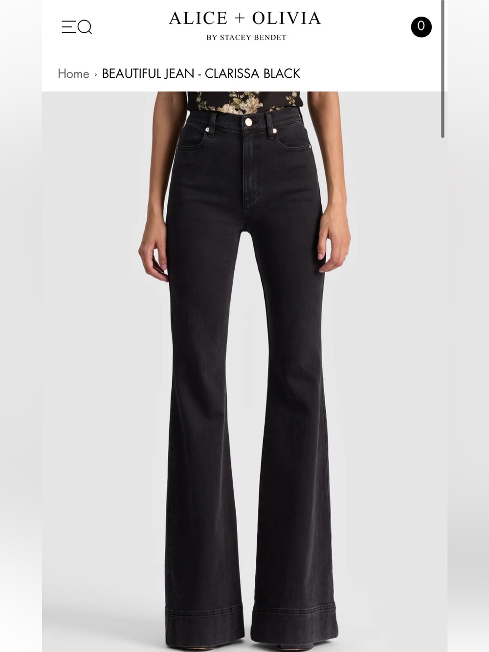 Alice + Olivia “Beautiful” High-Rise Flare Jeans in Clarissa Black